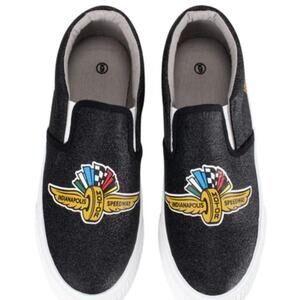 Foco Size 6 Indy Motor Speedway Wing Wheel Flag Glitter Canvas Slip On Shoes New